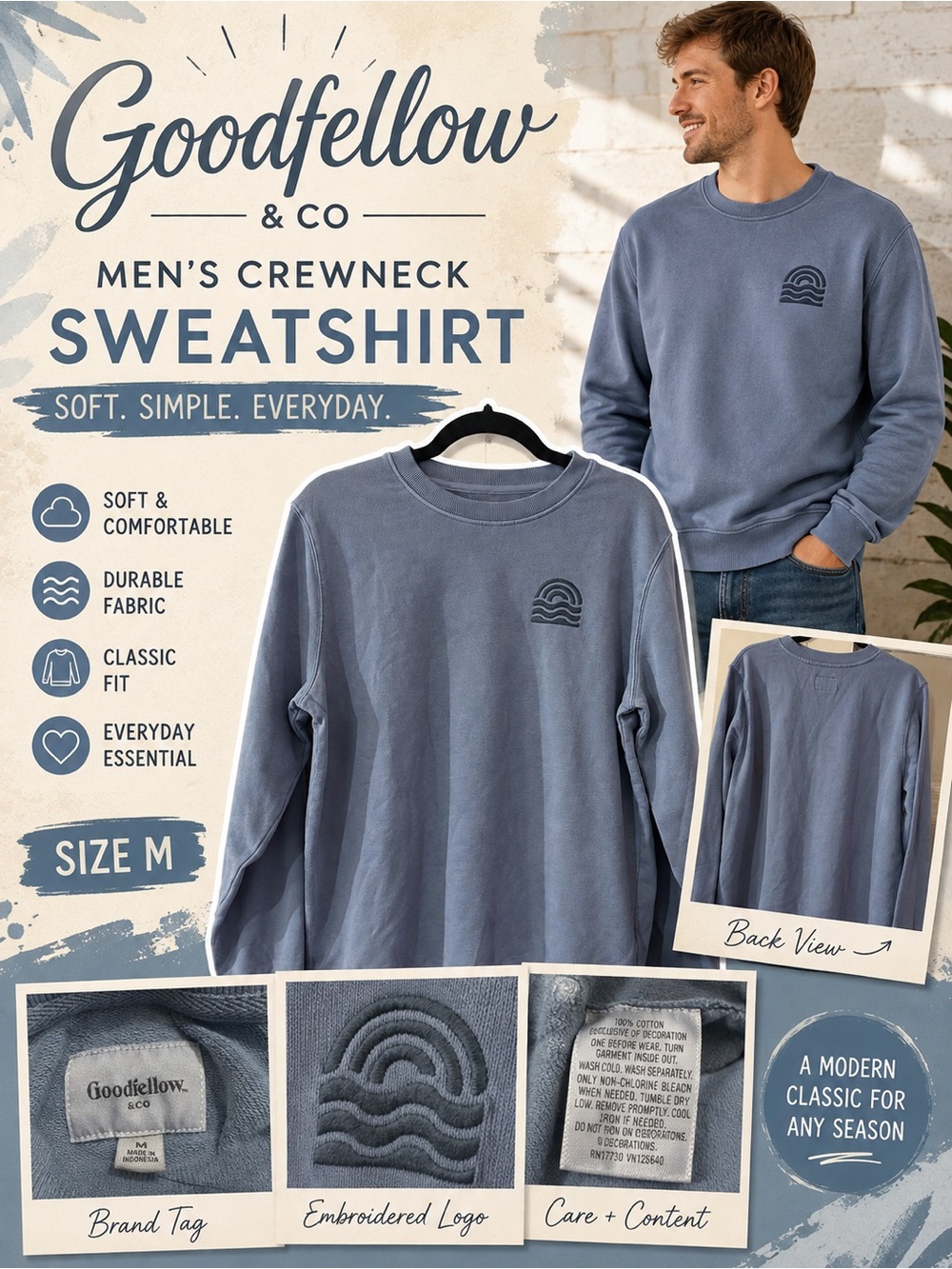 Goodfellow & Co Men’s Crewneck Sweatshirt - Slate Blue